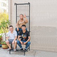 Multi-Tier Rolling Iron Plant Stand with Trellis for Indoor/Outdoor Use