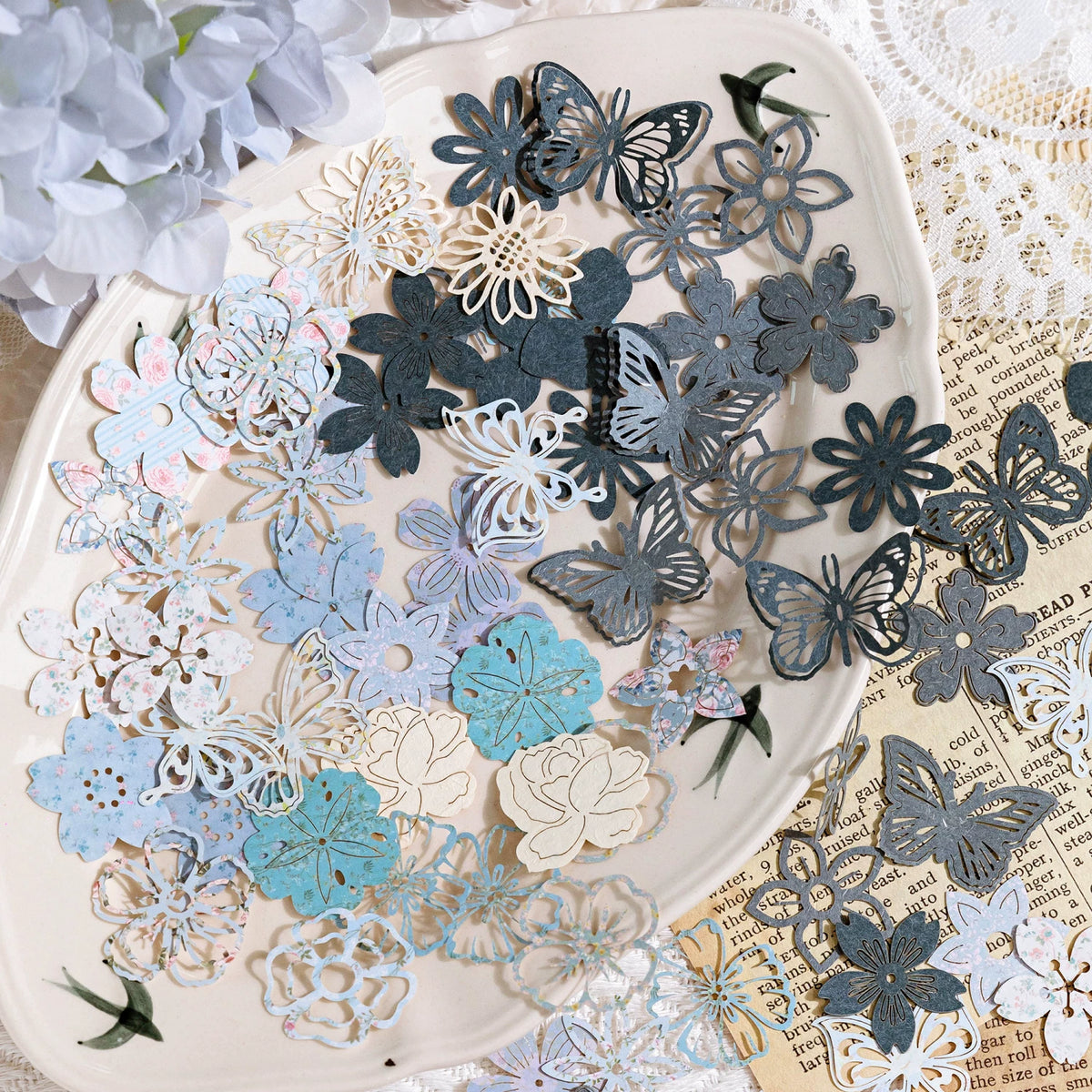 Vintage Hollow-Out Butterfly Flower Journaling Material Pack for DIY Scrapbooking Decoration