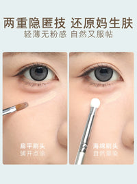 Dual-Ended Concealer Brush with Replaceable Sponge Heads for Under-Eye, Nasolabial Folds, and Blemishes