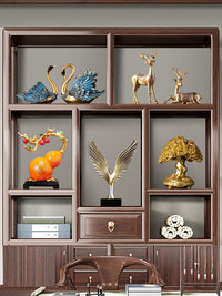 2024 New Chinese Style Office Decor Light Luxury Home Bookshelf Living Room Wine Cabinet Ornaments Crafts
