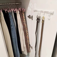 Wardrobe Side Belt Hanger, No-Drill Sliding Tie and Scarf Rack with Hooks