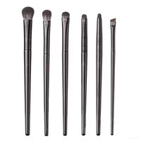 Cangzhou 6-Piece Black Wire Drawing Eye Makeup Brush Set with Animal Hair for Eyeshadow, Foundation, Blush, Concealer
