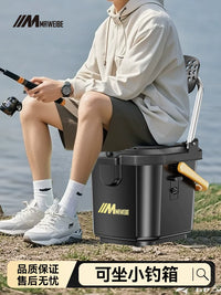 Portable Fishing Bucket with Seat, Multi-functional Live Bait Container, Lightweight Fishing Gear Tackle Box