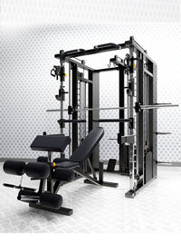 Commercial Smith Machine Multi-Functional Squat Rack Home Gym System with Fly Attachment