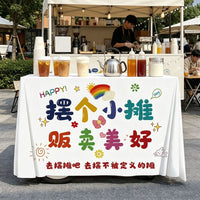 Street Stall Advertising Tapestry Tablecloth for Night Market & Camping