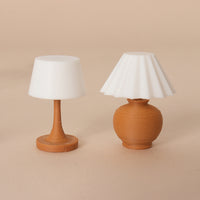 Miniature Dollhouse Nordic Style Side Table Lamp and Green Plant Set