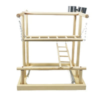 Solid Wood Parrot Play Stand with Ladders and Chains - Bird Training Perch Toy