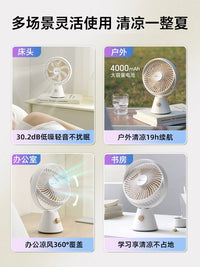 Bear Portable Oscillating Desk Fan with Rechargeable Battery for Office and Home
