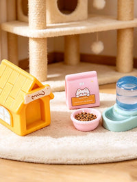 Miniature Cat House & Furniture Set for Dollhouse DIY