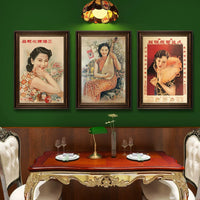 Vintage Shanghai Cheongsam Beauty Wall Art for Home and Commercial Decor