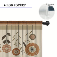 Digital Print Kitchen Window Valance Curtain Set for Dining Room Living Room, Rod Pocket Light Filtering Short Curtains