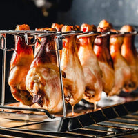 Portable Stainless Steel Folding Multi-functional Leg Rack Set with Drip Pan BBQ Grill Net Roasting Vegetable Tray