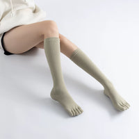 Mid-Calf Yoga Pilates Compression Socks with Non-Slip Grip and Five-Toe Design