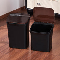 Tall Wooden Grain Trash Can with Lid for Kitchen, Living Room, Bedroom, and Bathroom