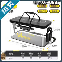 Portable Fishing Bucket with Aerator Pump and Side Pocket for Live Fish