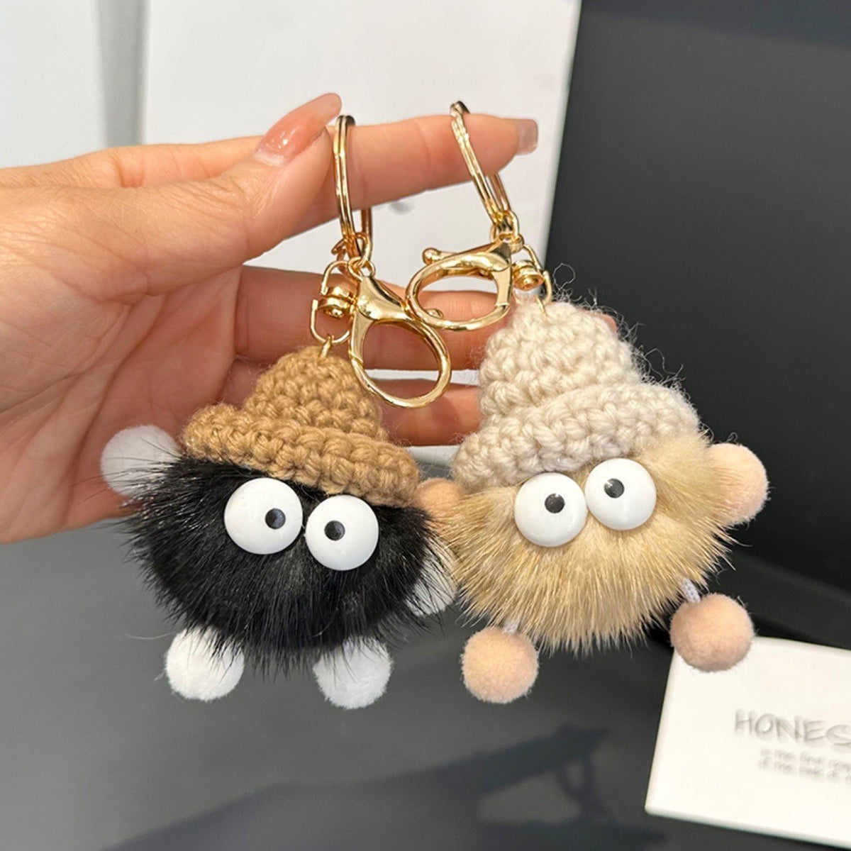 Mink Fur Pom-Pom Keychain Car Keyring Bag Charm