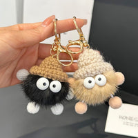 Mink Fur Pom-Pom Keychain Car Keyring Bag Charm