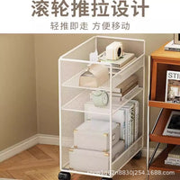Under-Desk Mobile Storage Cart with Wheels, 2/3-Tier Rolling Bookshelf for Office & Home