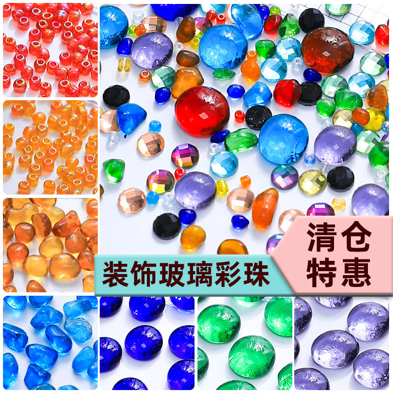 DIY Mosaic Glass Beads Craft Kit - Translucent Flat and Round Beads for Jewelry Making