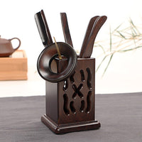 Ebony Tea Ceremony Six Gentlemen Set with Wooden Storage Box