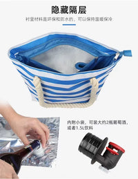 Portable Insulated Wine Cooler Bag for Outdoor Picnics and Beach Trips