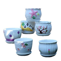 Large Ceramic Planter Pot with Tray for Succulents Orchids Indoor Plants