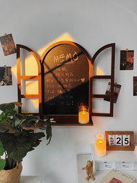 Creative Faux Window Wall Decor with Scenic Oil Painting Inserts for Living Room Art Background