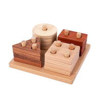Wooden Geometric Shape Stacker Puzzle Montessori Educational Toy for Toddlers