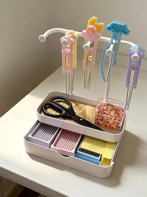 Perler Bead Storage Box with Multi-layer Display Stand and Organizer for Craft Tools