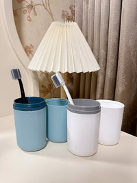 Portable Travel Toothbrush Holder and Mouthwash Cup Set for Couples