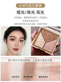 3-in-1 Highlighter Contour Blush Palette with Shimmer and Matte Finishes