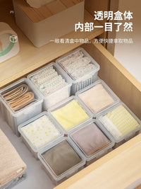 Portable Clear Plastic Storage Box with Lid for Underwear, Socks, and Travel Essentials