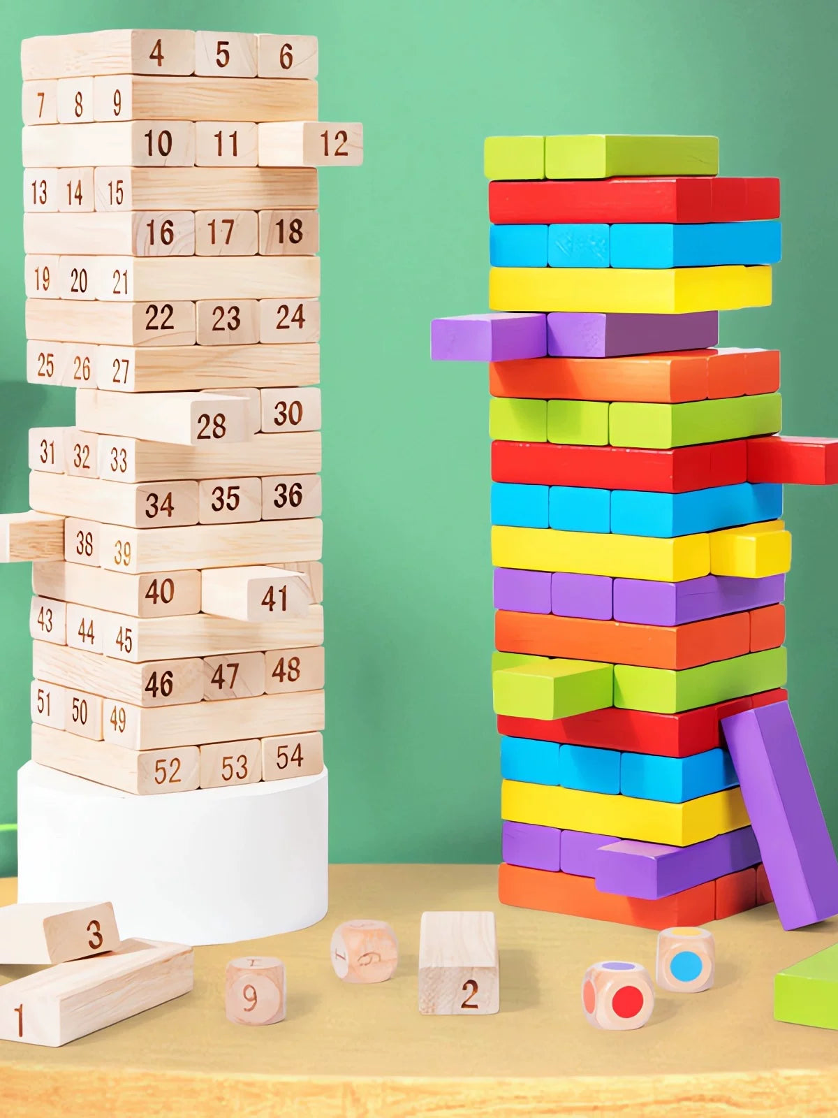 Wooden Stacking Blocks Game for Kids & Adults - Educational Tower Building Toy