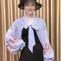 Embroidered Shawl Arm Sleeves for Women - UV Protection Breathable Summer Outdoor Cycling Wrap