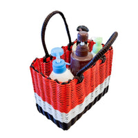 Plastic Woven Storage Basket with Handle for Shopping, Picnics, and Organization