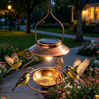 Solar-Powered Metal Bird Feeder for Garden & Yard