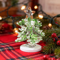 Handmade Glass Christmas Tree Figurine for Desktop & Aquarium Decor