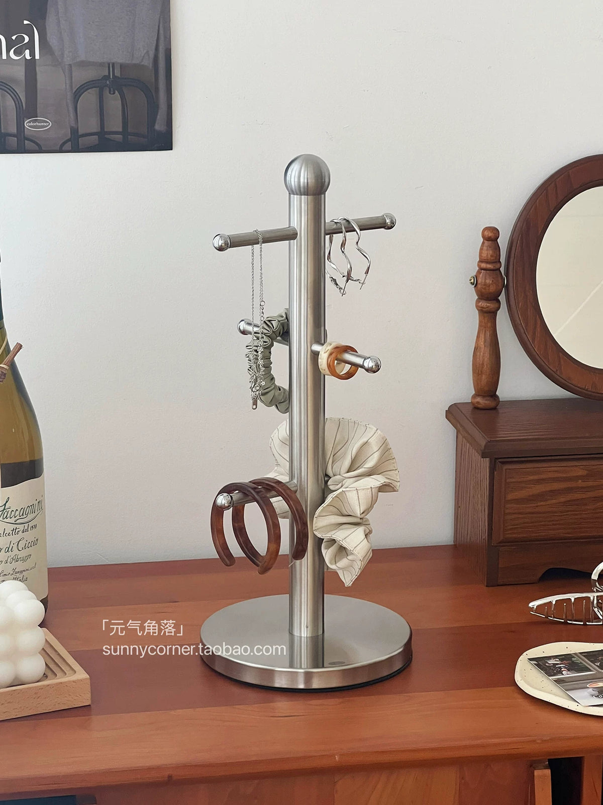 Ins Style Stainless Steel Desktop Organizer Rack for Cups, Jewelry, and Hair Accessories