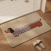 Cartoon Dachshund Linen Absorbent Quick-Dry Bathroom Floor Mat