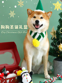 Christmas Dog Toy Set with Scarf and Hat, Squeaky Chew Rope Toys for Festive Photos