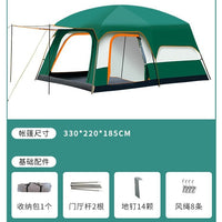 Large 2-Room 5-12 Person Family Camping Tent with Sun Protection and Waterproofing