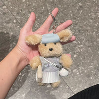 Korean Plush Bear Keychain Backpack Charm