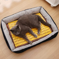Pet Cooling Bamboo Mat for Dogs and Cats, Summer Mahjong Style Sleeping Pad for Kennels and Beds