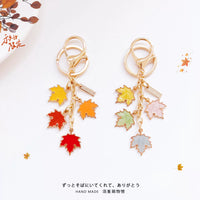 Japanese Forest Series Gradient Maple Leaf Keychain for Bags and Car Keys, Couple/Friend Gift