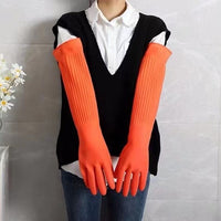 Extra Thick 55cm Waterproof Latex Dishwashing Gloves for Kitchen and Household Cleaning