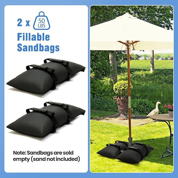 Refillable Sandbag Outdoor Umbrella Base Weight for Patio Garden Backyard Camping