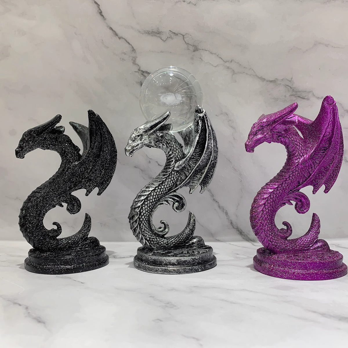 Halloween Dragon Crystal Ball Stand Ornament Metal Craft Display Base for Home Decor