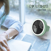 Portable Camping Fan with LED Night Light, Tripod Desk Fan, Rechargeable Hanging Tent Fan for Outdoor & Indoor Use