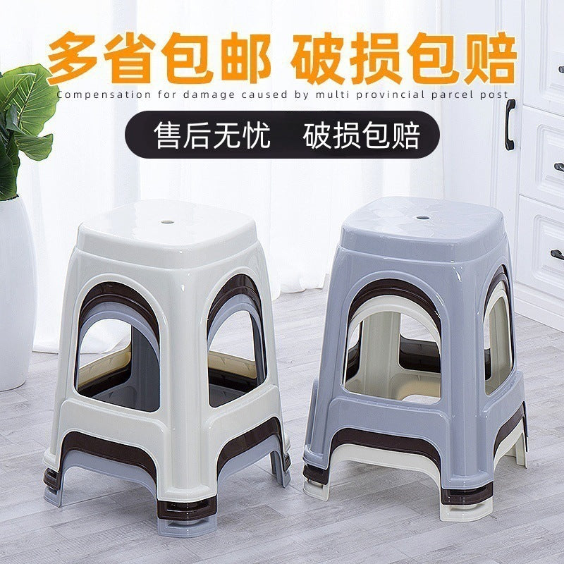 Thickened Plastic Stool for Home and Commercial Use, Dining Table Square Stool, Durable and Heavy-Duty