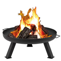 23.5-inch Portable Outdoor Fire Pit with Charcoal Grill Grate, Large Steel Modern Fire Bowl for Backyard Patio